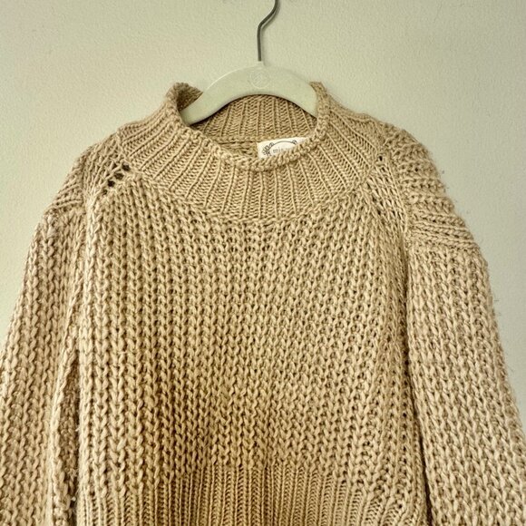 MIA JOY Chunky Knit Cropped Sweater Girls 6 Tan Brown Oversized Crop Joyfolie - Picture 3 of 7